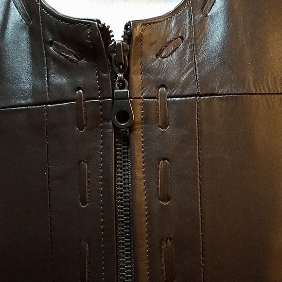 NWOT brown genuine leather jacket - Picture 2 of 8